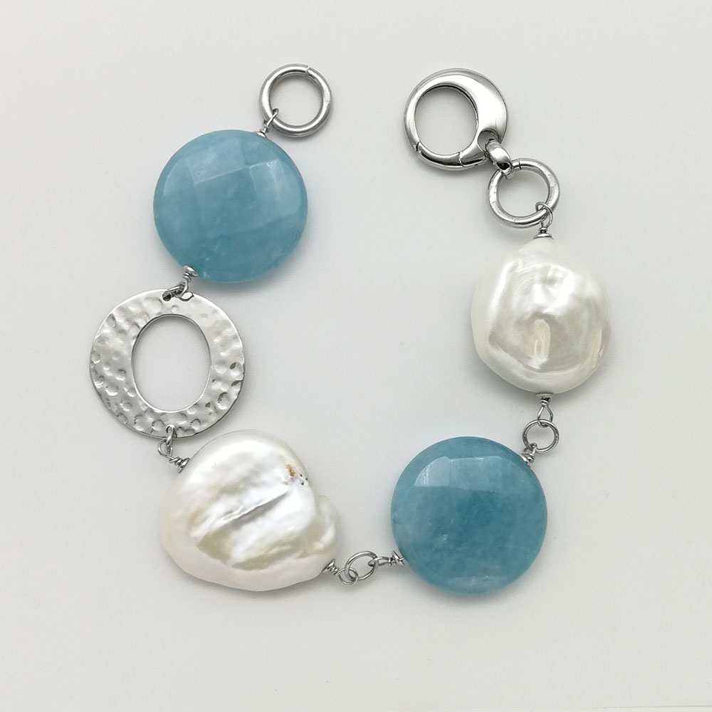 Braccialetto angelite e perle - 91014 Scopello