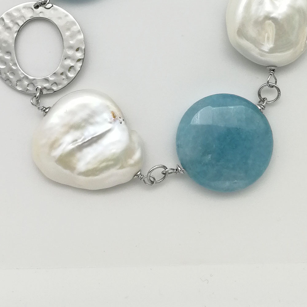 Braccialetto angelite e perle - 91014 Scopello