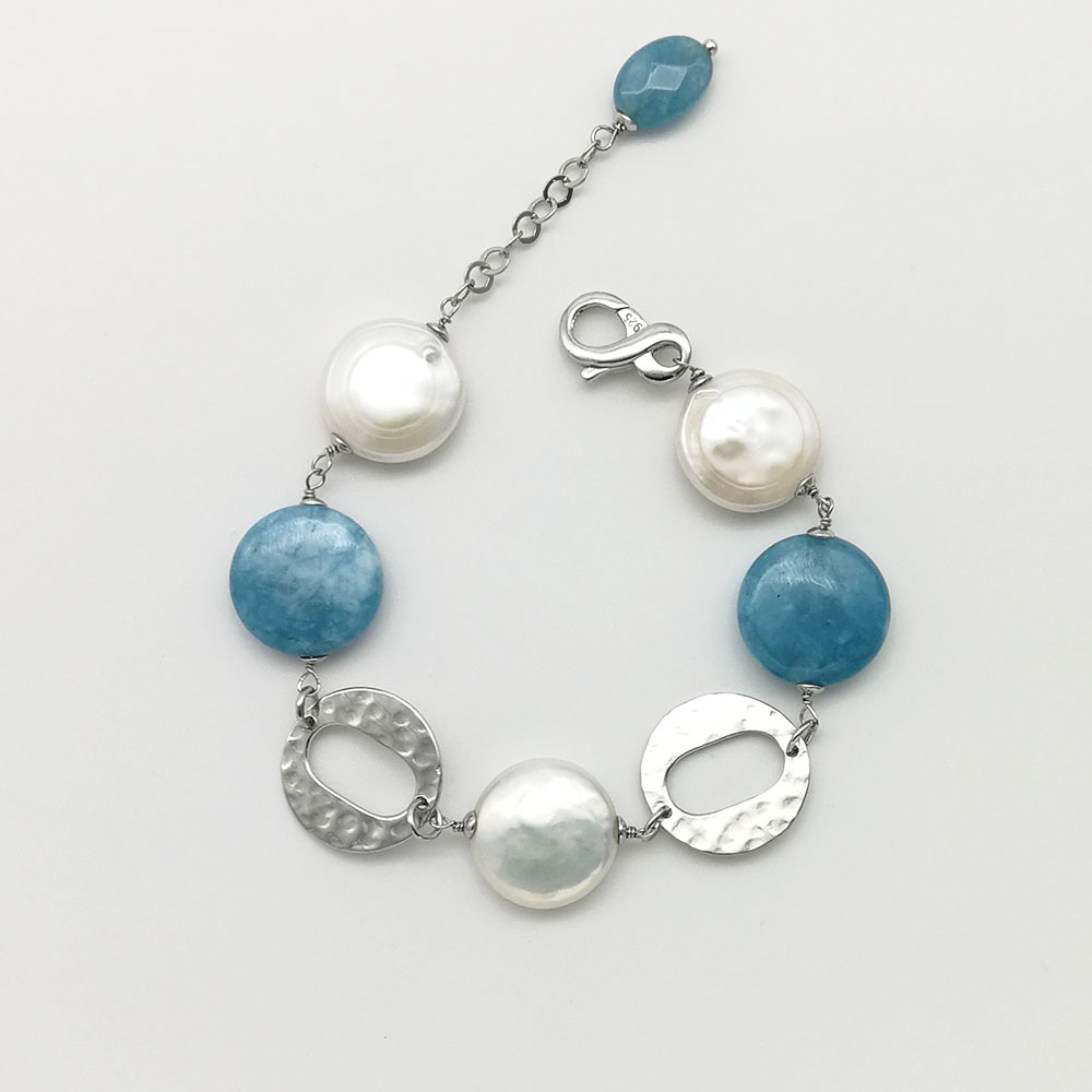 Braccialetto angelite e perle - 91014 Scopello