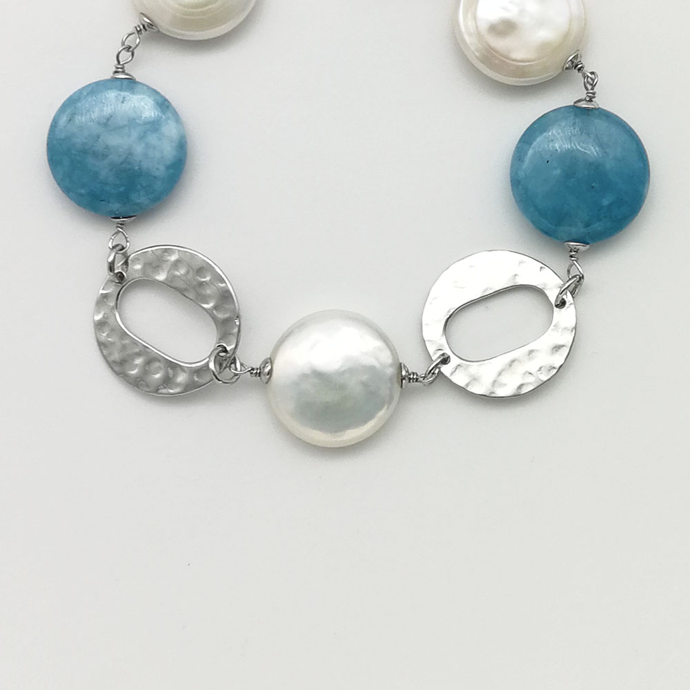 Braccialetto angelite e perle - 91014 Scopello