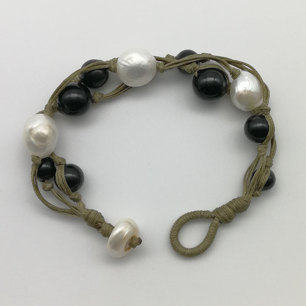 Braccialetto ossidiana e perle - 91014 Scopello