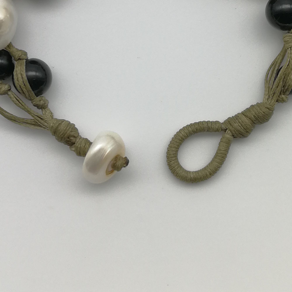 Braccialetto ossidiana e perle - 91014 Scopello