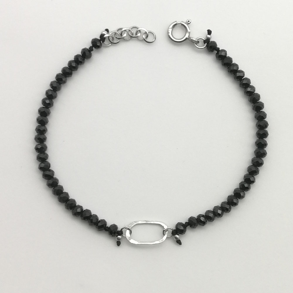 Braccialetto spinello ed elemento in argento - 91014 Scopello