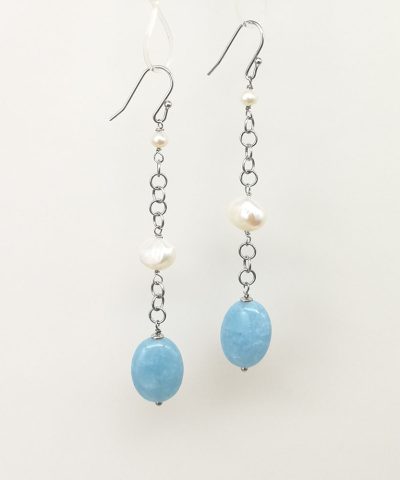 orecchini angelite e perle - 91014 Scopello