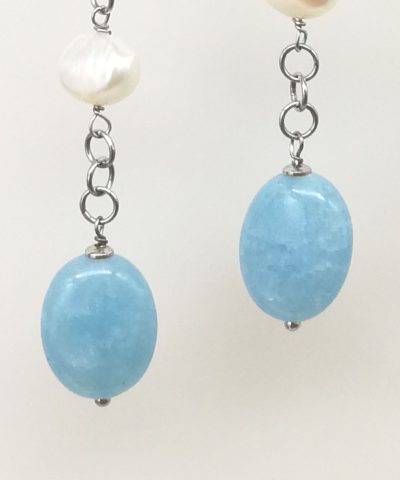 orecchini angelite e perle - 91014 Scopello