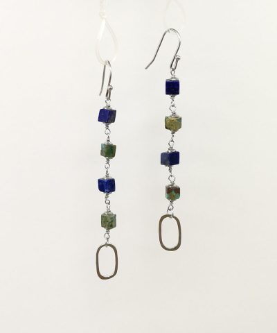 Orecchini lapislazzuli, turchese e argento - 91014 Scopello