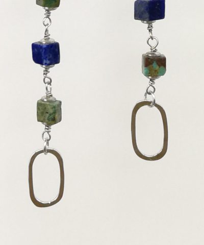 Orecchini lapislazzuli, turchese e argento - 91014 Scopello